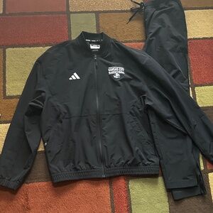 Adidas Black Men's Woven Jacket/Pant Combo Size Large - Kansas City Basketball